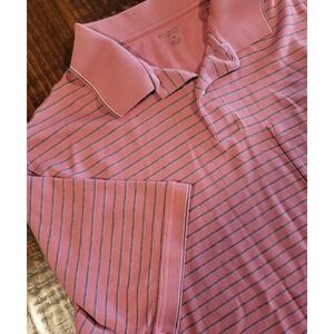 RoundTree & Yorke mens short sleeve pink striped 2 button polo size medium